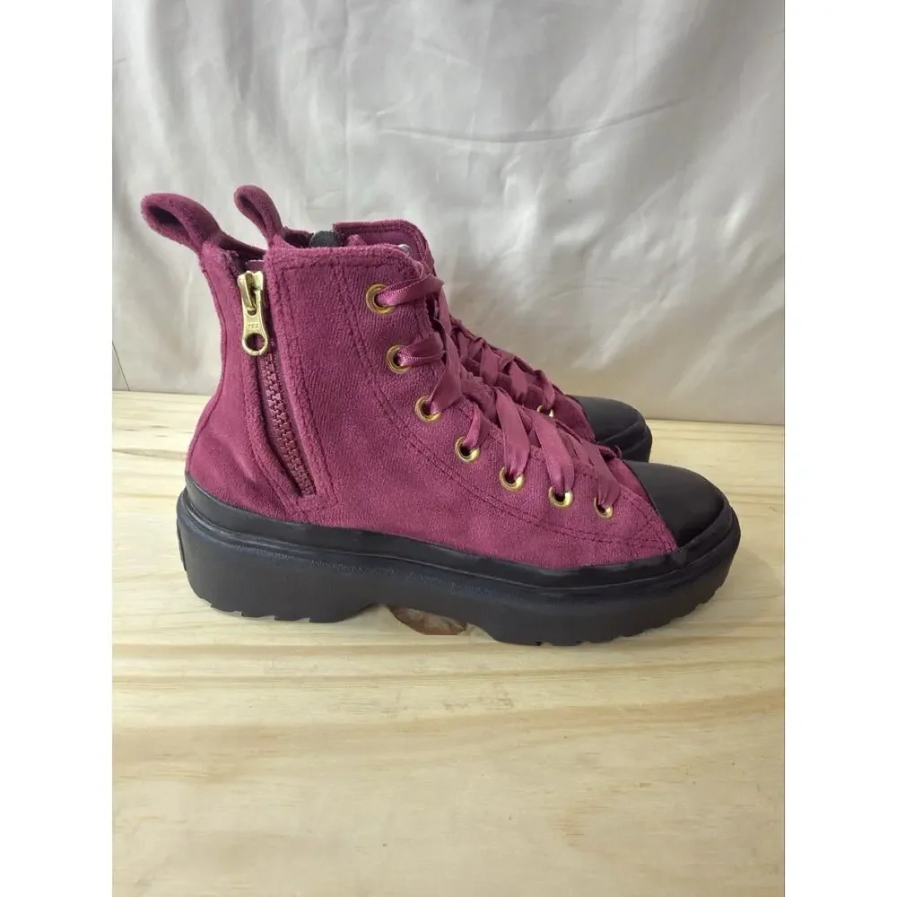 Converse Chuck Taylor Lugged High Top Platform Velvet Berry Big Kids Size 3.5